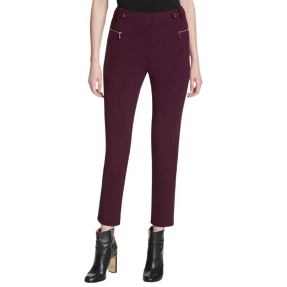 Calvin Klein Womens 16 Stretch High Waist Straight Leg Pants Purple - Picture 1 of 14